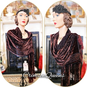 Vintagegold Art Deco silk devore 1920&#39;s flapper wrap shawl