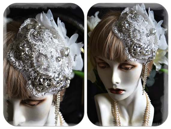 1920s juliet cap 1920s wedding hat 1920s wedding … - image 1