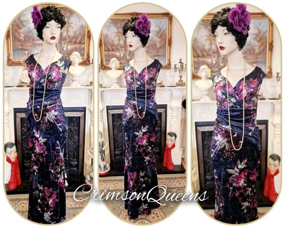 Vintage Art Deco Downton Abbey vintage red purple… - image 4