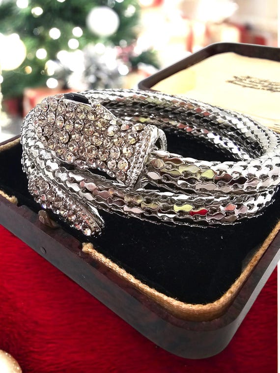 Statement Silver Snake chunky bracelet Cuff Art D… - image 6