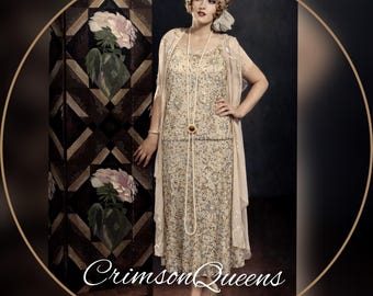 1920s flapper dress mesh dress Great Gatsby dress 1920s mesh dress vintage beaded dress UK 10 US 6