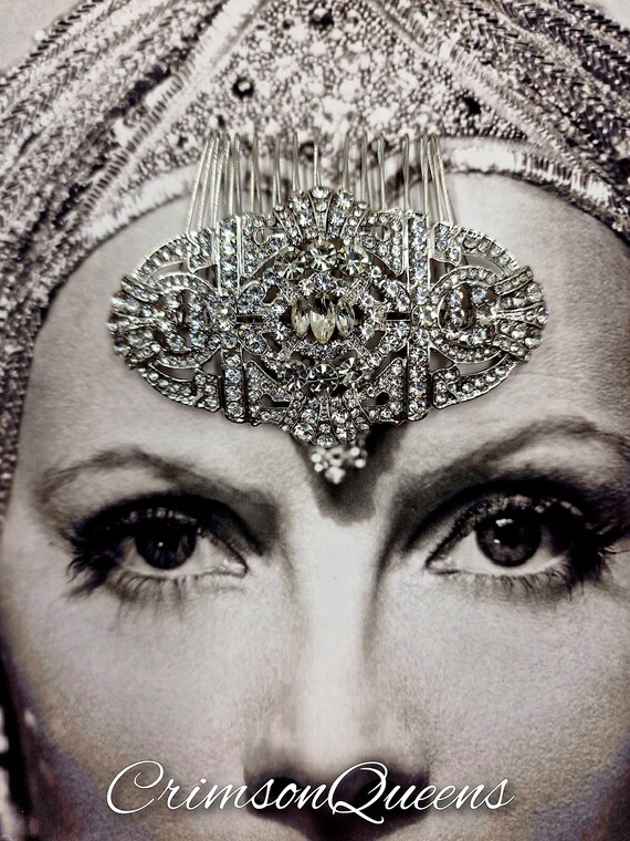Gatsby Vintage 1920's Style Diamante Rhinestone Bracelet - The Interlocking Deco main image 0