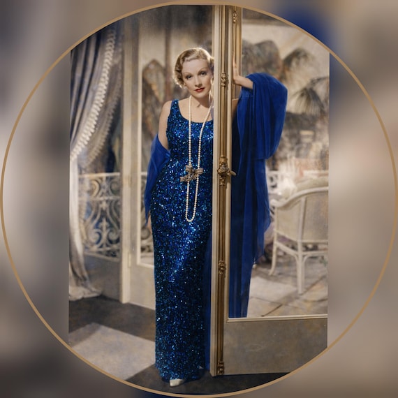 blue art deco dress Sparkling Royal Blue Art Deco Mermaid Evening Gown