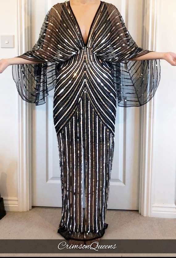 black art deco dress BABEYOND Zouzou Beaded Flapper Dress, 1920s Dresses, Black / Dark Gold main image 1