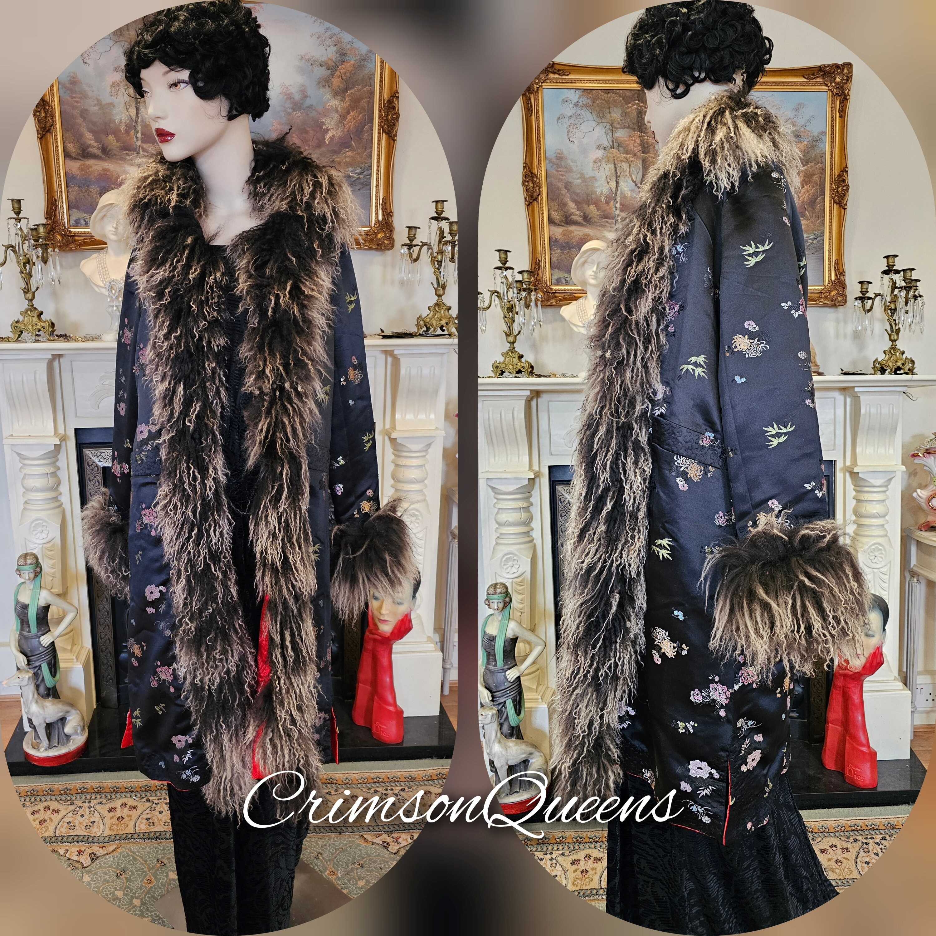 Vintage Satin Silk Japanese Jacket 1920s Art Deco Oriental Soft