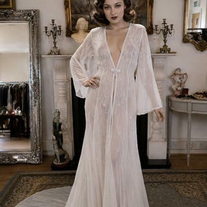 Außergewöhnliche Vintage Art Deco 1920er Jahre Spitzen Hochzeit Jacke Duster Hochzeit Braut Mantel Abdeckung Größe UK 8 10 US 4 6