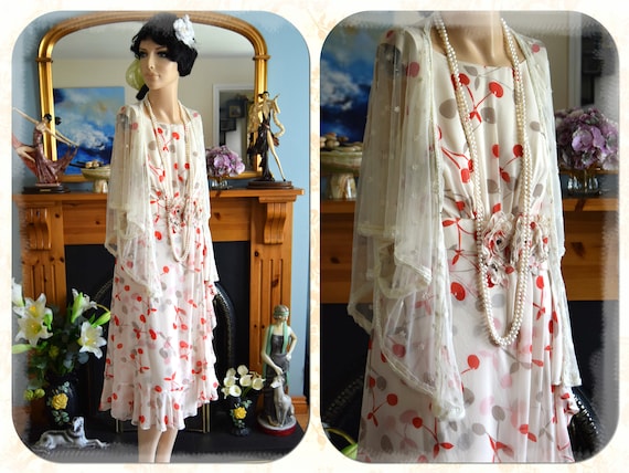 Cherry silk dress Cocktail dress Downton Abbey gow