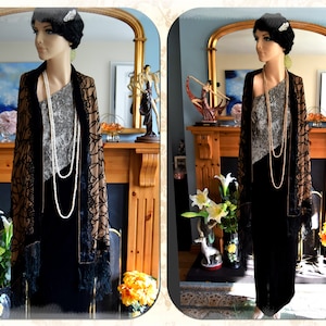 Art Deco Avant Garde  Vintage  Velvet Monohrome  Evening Gown  Black Silver Stage Hollywood Goddess Dress Size UK 10 12 US 6 8