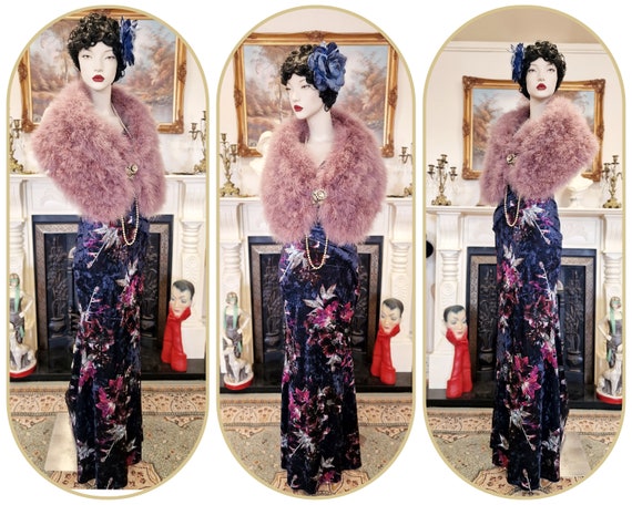 Vintage Art Deco Downton Abbey vintage red purple… - image 1