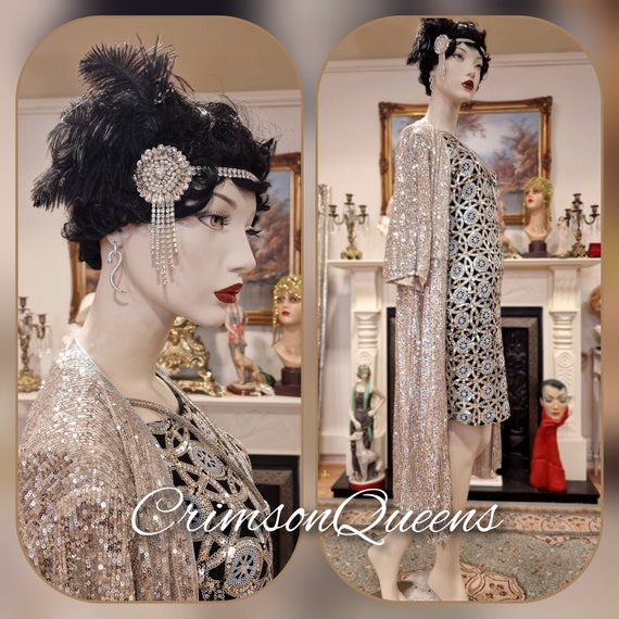 1920s vintage Downton Abbey flapper sequinned mes… - image 8