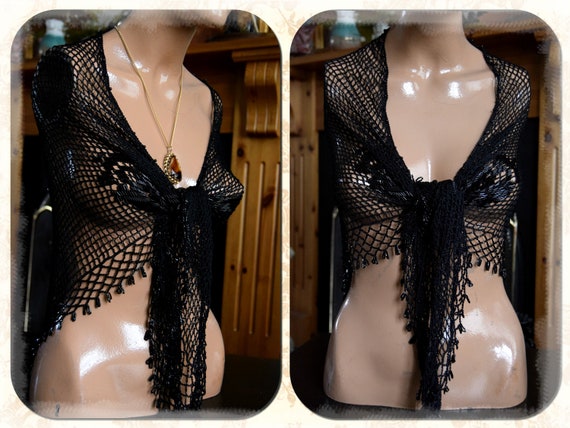 Vintage New Black fringe Art Deco 1920's Flapper