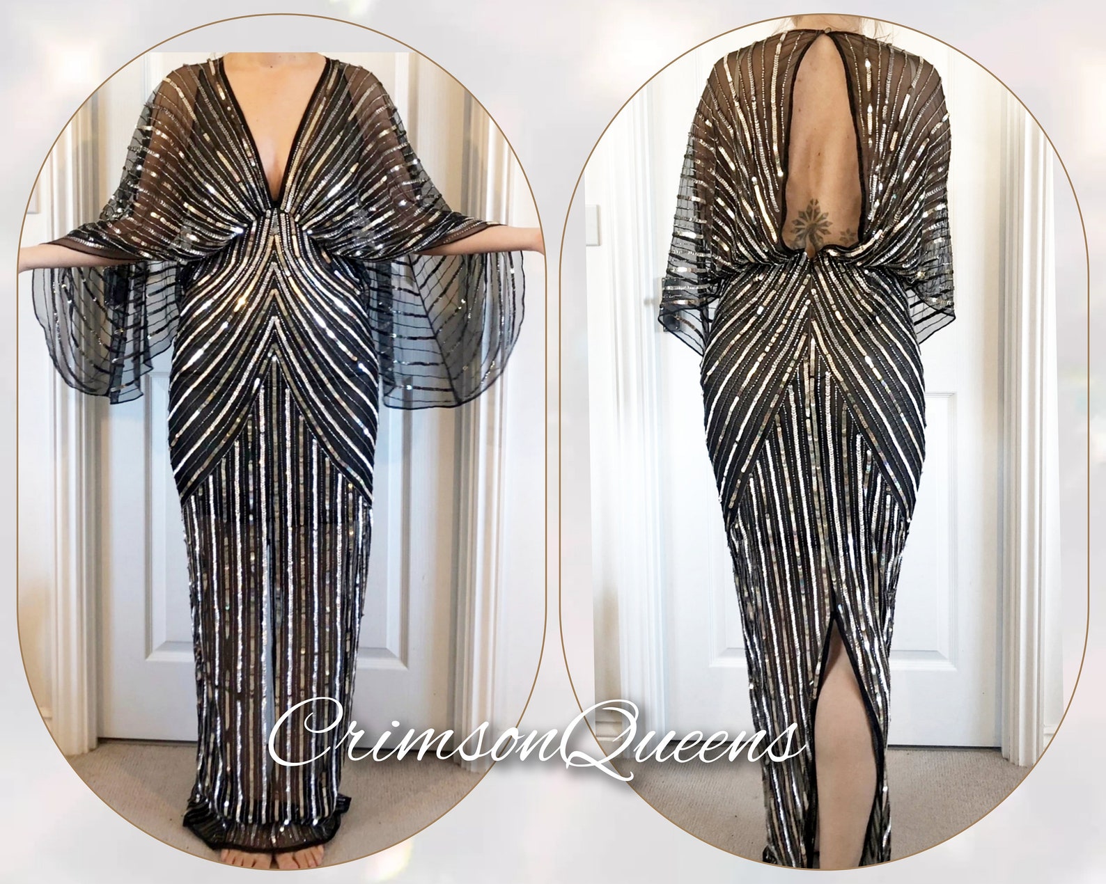 Art Deco Flapper Sequinned Evening Gown Avant Garde Black Avant Garde ...