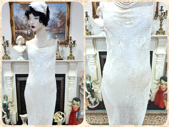 Art Deco vintage 1920s bride off-white wedding br… - image 3