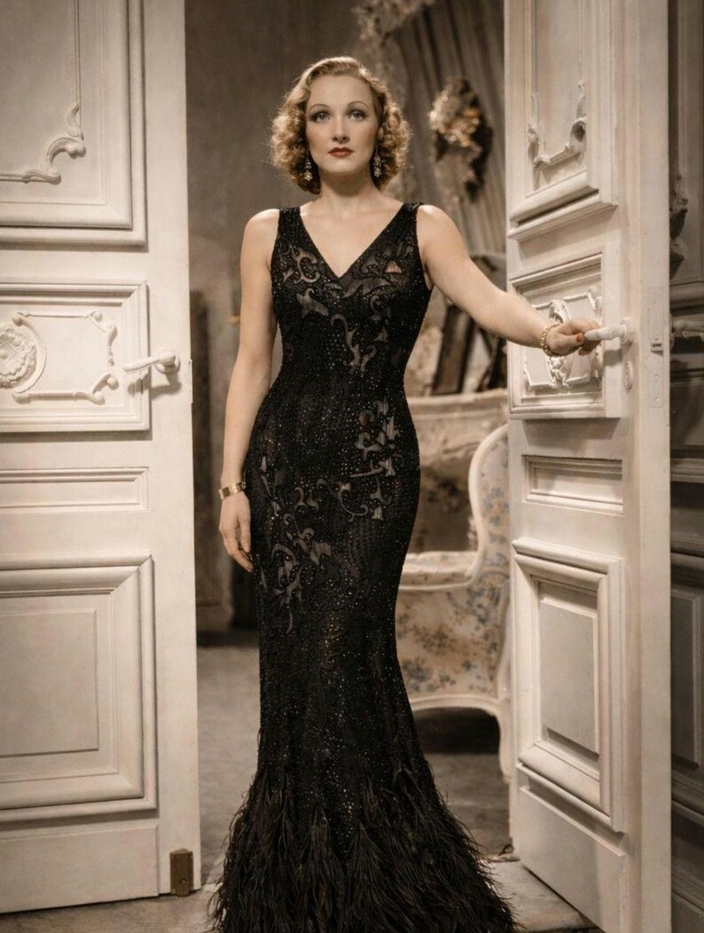 Vintage Ella Singh Black Art Deco Beaded Evening Gown 1920s 1930s ...