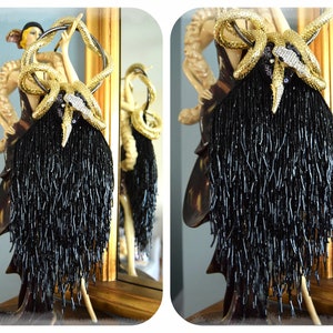 Flapper aftonväska 1920-tals tofsväska flapper pärlväska vintage pärlväska svart pärlväska tofs art déco aftonväska handväska
