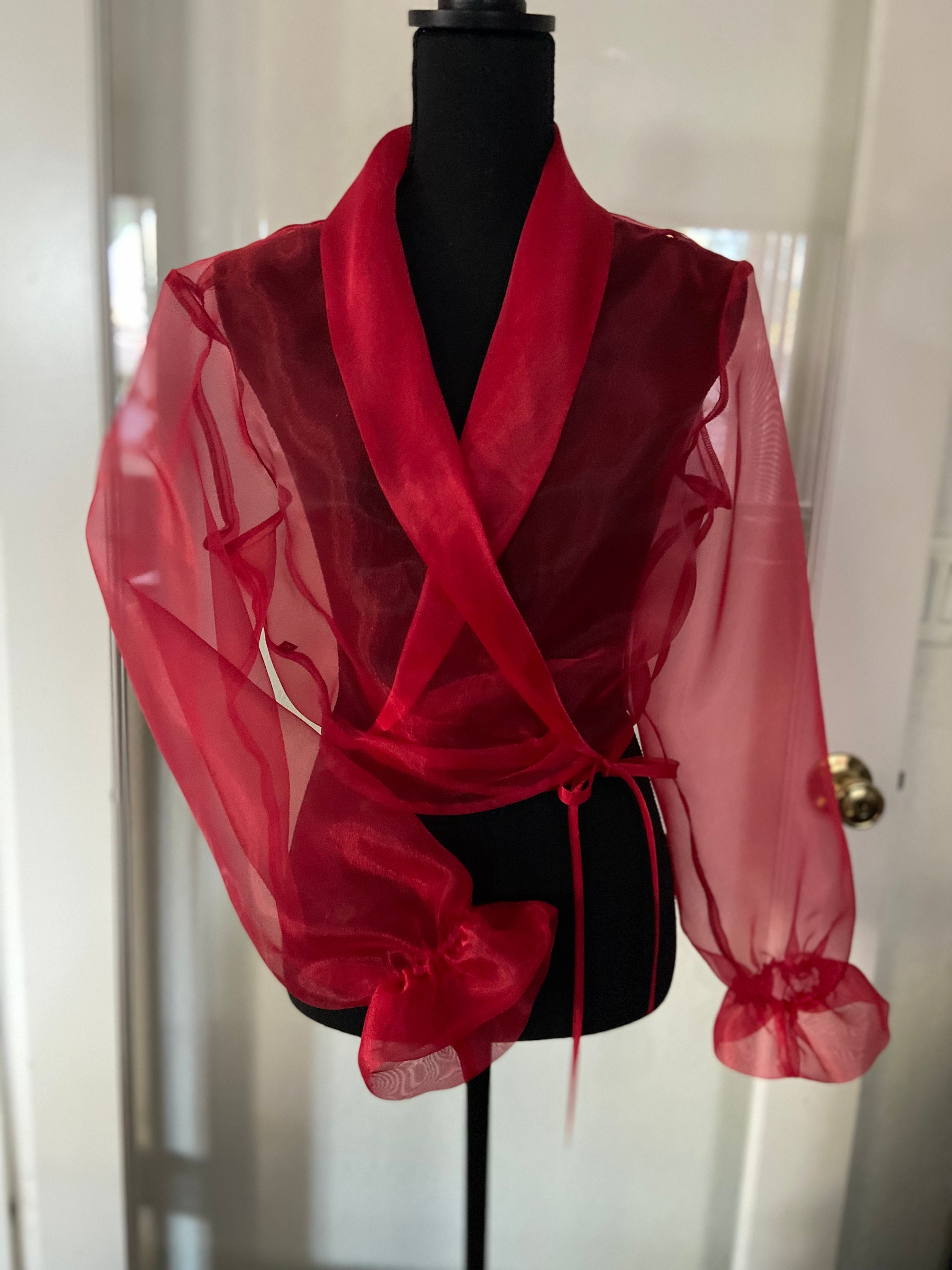 Plisee Organza Blouse with Delicate Bow