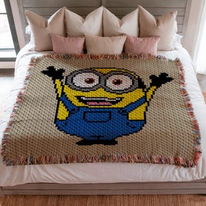 Patrón de manta de crochet Bob Minion C2C - PDF - Gráfico de esquina a esquina - Manta cuadrada para bebé, diseño gráfico para guardería - Unisex para niños y niñas