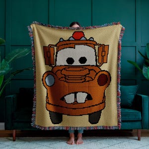 Padrão de crochê C2C para cobertor Tow Mater Mini - blocos de 130x150, gráfico de carros em PDF para crianças afegãs | Diagrama de pixels | Download instantâneo para bebê com caminhão de reboque
