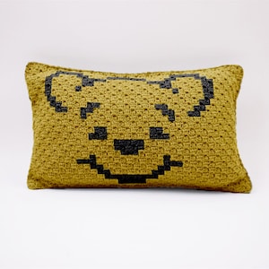 Eenvoudig haakpatroon Winnie de Poeh-kussen C2C (pdf) – Disney-decorkussenhoes – 32 x 50 cm, 35 x 60 cm, 50 x 80 cm – pixelkaart gele plaid