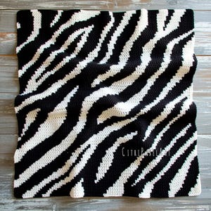 Zebra SC Crochet Pattern PDF – size 29 × 33 inches (70 × 80 cm) - Versatile panel for blankets, wall decor, sweaters