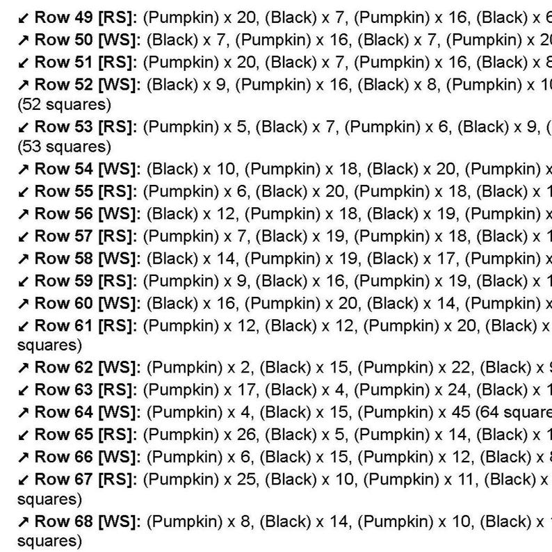Halloween Svart Katt Filt C2C Virkmönster PDF – Katt med gröna ögon Pixel Square Filt Pumpa Grafdiagram Hörn till hörn-diagram bild 3