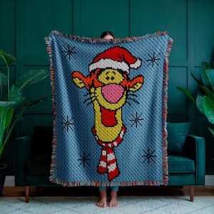 Patrón de crochet C2C de manta para niños Tigger, 100 x 120 cuadrados, diagrama PDF, gráfico digital Winnie Pooh Graphgan, para niños, para tirar de esquina a esquina, afgano