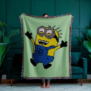 Patrón de crochet para manta infantil Phil Minion de 85 × 105 cuadrados (C2C): gráfico de tejido + instrucciones (descarga digital en PDF)