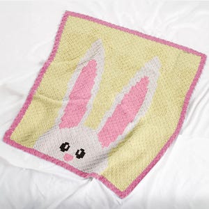 Patrón de manta de ganchillo de conejito C2C – Manta cuadrada para bebé – Regalo de Pascua para recién nacido – Bebé Graphghan azul cielo – De esquina a esquina – Archivo digital PDF