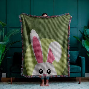 80 x 100 blocs, motif de couverture au crochet lapin C2C, cadeau de baby shower de Pâques, jet de lapin PDF, graphique d'un coin à l'autre, téléchargement immédiat