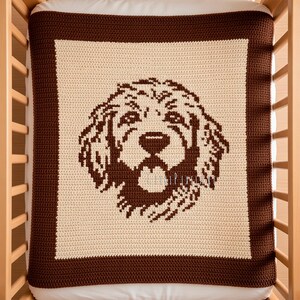 Padrão de tapeçaria de crochê com um Golden Doodle Dog - gráfico e instruções passo a passo - Gráfico versátil para mantas de bebê, decoração de parede e suéteres. imagem 4