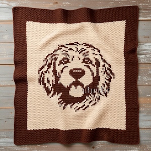 Golden Doodle Dog SC tapestry pattern - crochet chart and row by row instructions - Versatile graph for baby blankets, wall decor, sweaters