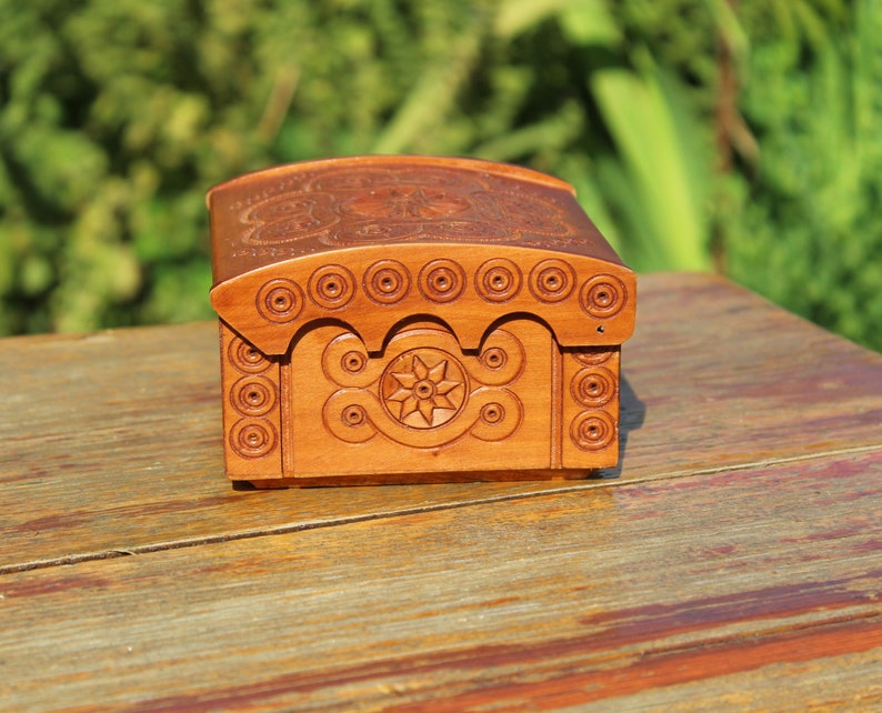 Vintage carved jewelry box wooden treasure box vintage wood box rustic style box antique trinket box wooden carved box home decor hand made
