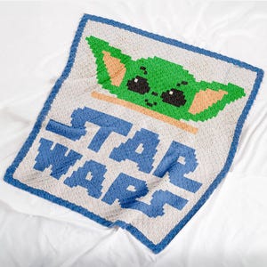 Patrón de manta de crochet Grogu Baby Yoda C2C – Manta cuadrada de Star Wars – Regalo para guardería geek (PDF) – Descarga del gráfico de esquina a esquina
