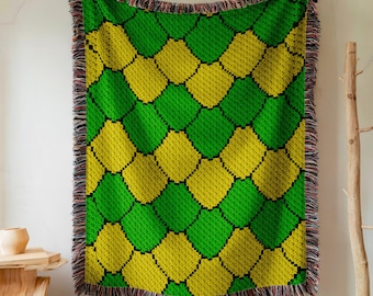 Green Snake C2C Crochet Pattern PDF – Jungle Animal Graphghan Blanket – Corner to Corner Throw Chart – Seamless Reptile pixel diagram wrap