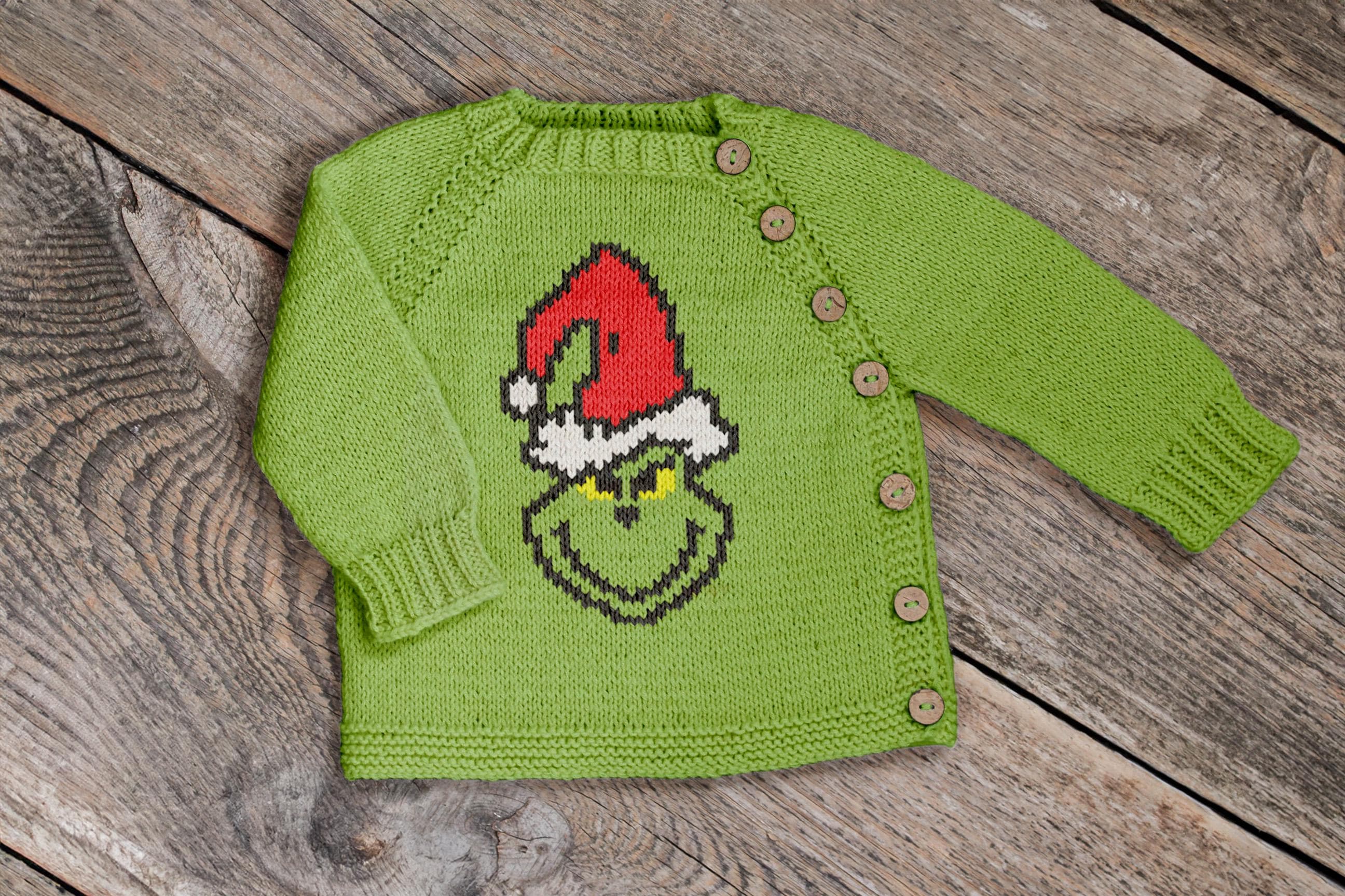 Knitting Pattern Mini Sweater Grinch Knitted Grinch Sweaters