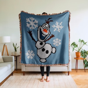 Patrón de manta de ganchillo C2C de muñeco de nieve Olaf, gráfico Pixel Graphghan, Frozen Disney, esquina a esquina, PDF, descarga instantánea, manta afgana para bebé y niño pequeño