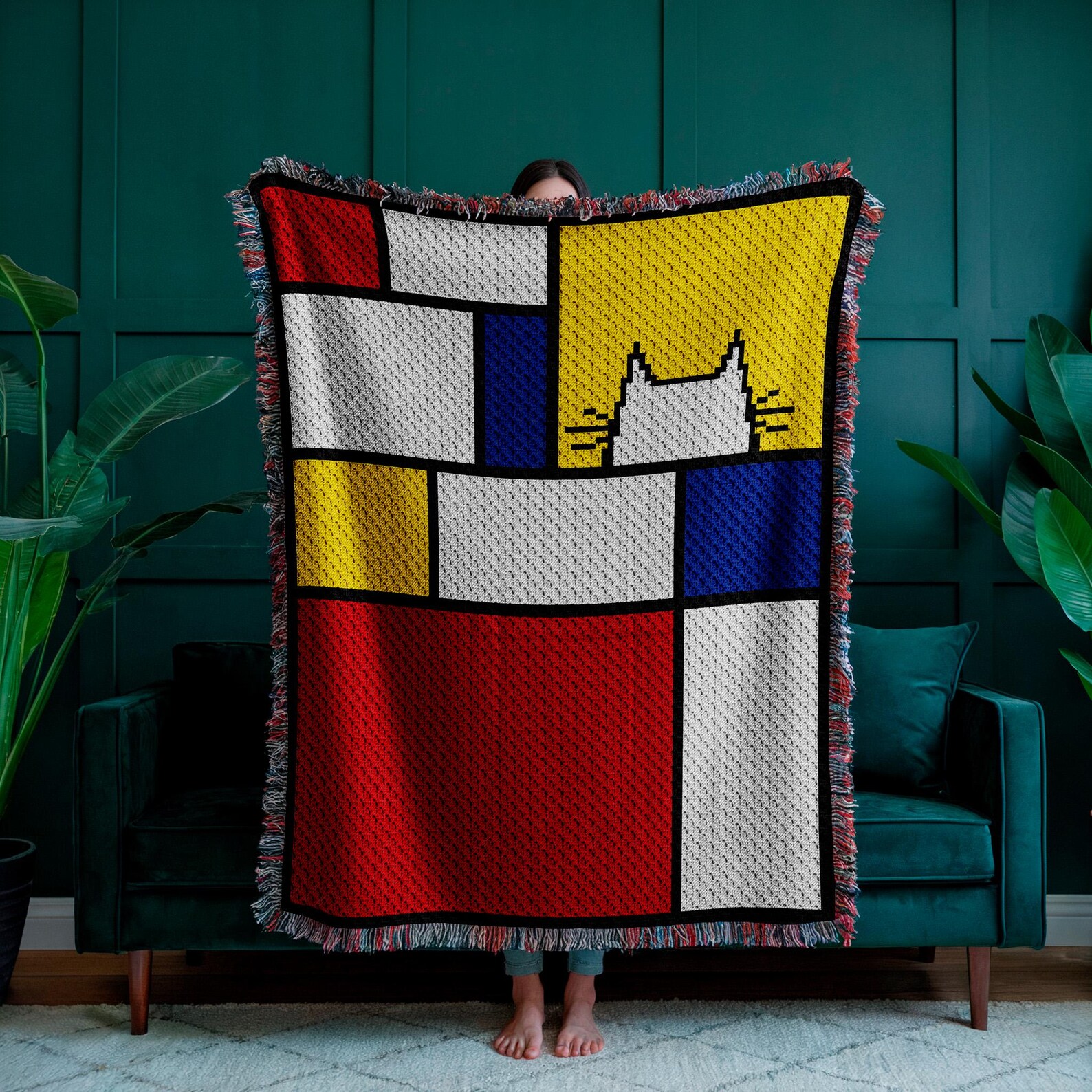 Mondrian Cat Blanket C2C Crochet Pattern, 100x120 Blocks Graph ...