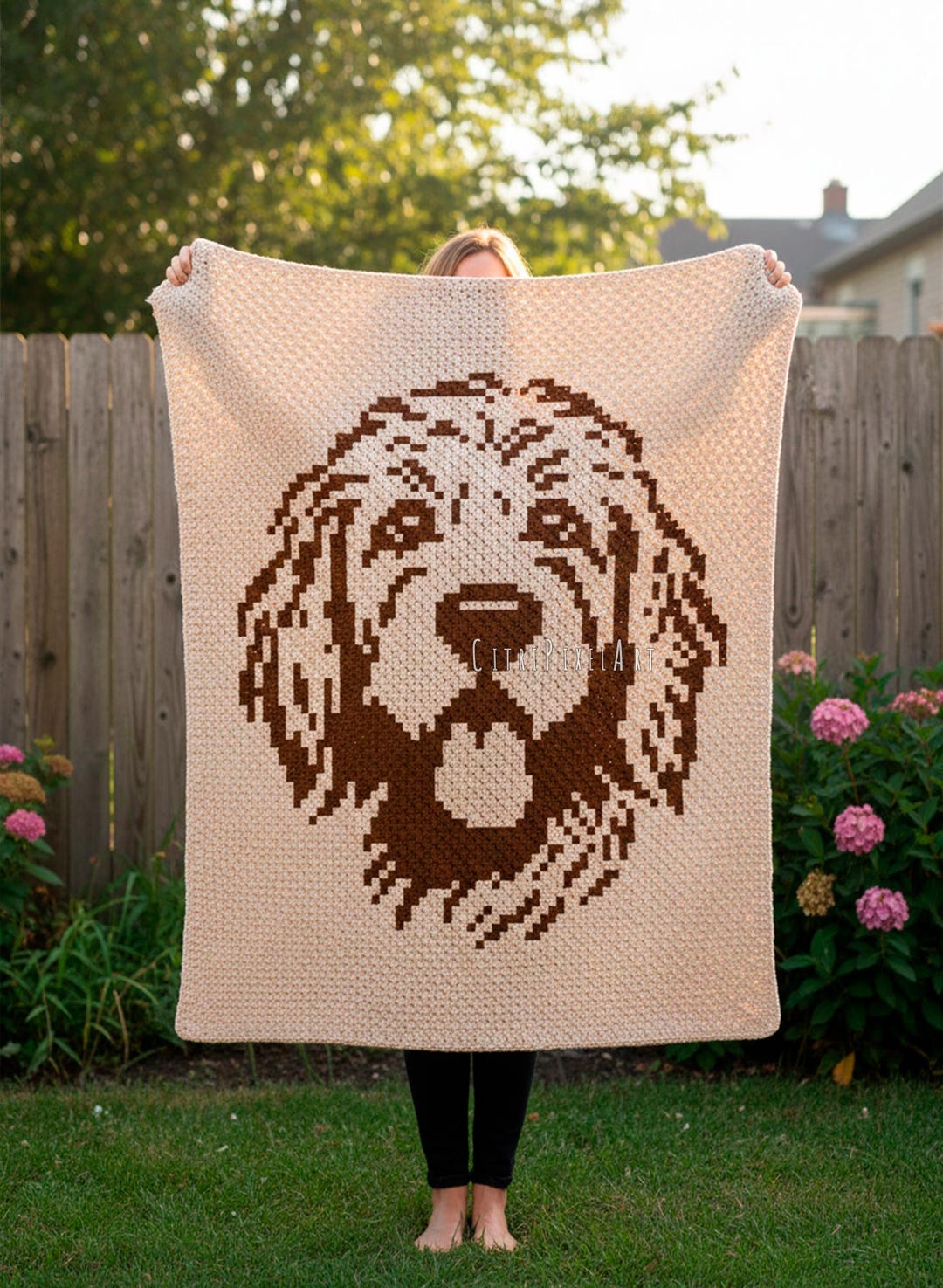 Dog Graphgan Patterns Golden Doodle Dog C2C Blanket - PDF Corner to Corner Crochet Pattern ...