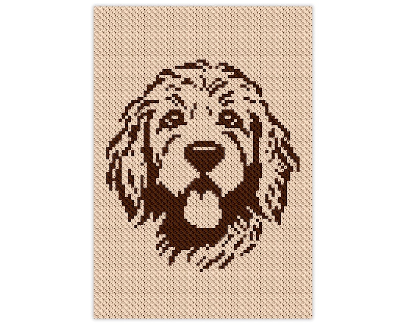 Dog Graphgan Patterns Golden Doodle Dog C2C Blanket - PDF Corner to Corner Crochet Pattern ...