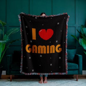 100 × 120 squares – I Love Gaming – C2C Crochet Blanket Pattern – Throw Pixel Graph Graphghan PDF Gift for Gamers – Corner to Corner Chart