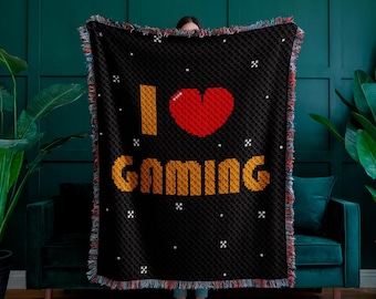 100 × 120 squares – I Love Gaming – C2C Crochet Blanket Pattern – Throw Pixel Graph Graphghan PDF Gift for Gamers – Corner to Corner Chart