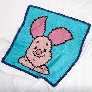64 x 64 blokken Knorretje vierkant C2C gehaakt dekenpatroon, Winnie de Pooh-babysprei, Disney Cartoon hoek tot hoek grafiek kinderwagenwieg