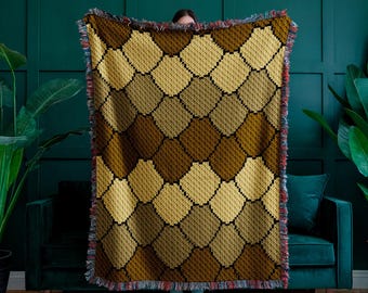 Reptile Blanket C2C Crochet Pattern PDF – Lizard Animal Graphghan – Corner to Corner Pixel Throw Chart – Bold Jungle Print Afghan