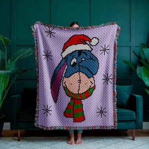 Patrón de crochet C2C de manta de Eeyore, 100 x 120 cuadrados, diagrama PDF, gráfico digital Winnie Pooh Graphgan, los niños tiran de esquina a esquina, gráfico afgano