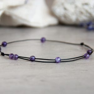 Amethyst Bead Anklet: Minimalist Boho Beach Ankle Bracelet