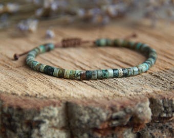 African Turquoise Heishi Disk Bracelet: Minimalist Boho Chic Accessory