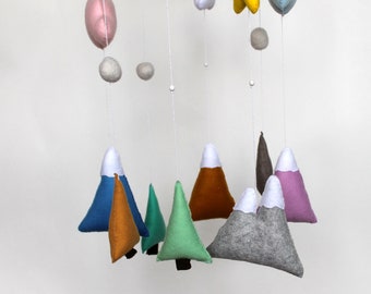 Mountain Mobile Baby Mobile Mountain Baby Boy Mobile Woodland Mobile Felt Mobile Nursery Mobile Boys Nursery Mobile Newborn Gift Nursery