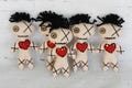 Set of 5 Voodoo Dolls with Red Hearts – Love Spell Dolls – Handmade Gothic Valentine Gift – Creepy Cute Couple Decor – Witchy Party Favor product logo