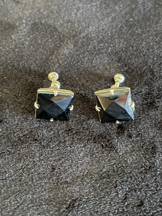 Beautiful Antique Silver and Onyx Earrings