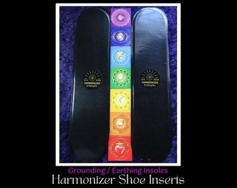 Grounding Shoe Inserts Earthing Insoles Shungite = Foot Leg Pain Relief, Chakra Balance + Stamina Increase G ift